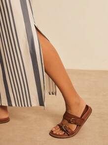 Freevana Plus Size Women Boho Striped & Printed Round Neck Short Sleeve Casual Dress With Side Slit Hem For Summer,Beach Dress Sundress,Holiday Outfits - Grey - View 6