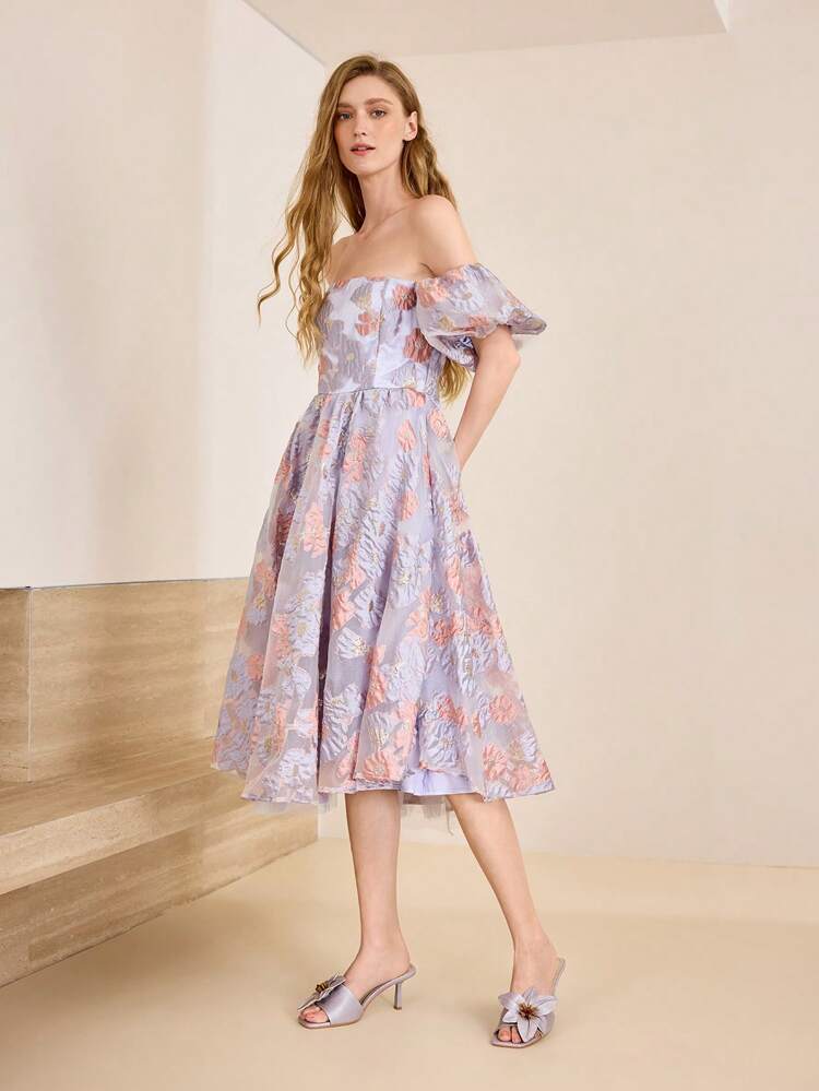 FLORAL DECOR FRENCH VACATION STYLE VERSATILE OPEN-TOE BACKLESS THIN HIGH HEEL SLIDE SANDALS FOR WOMEN