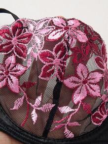 2件套浪漫花卉刺绣性感内衣套装女士 - 彩色 - 查看 5