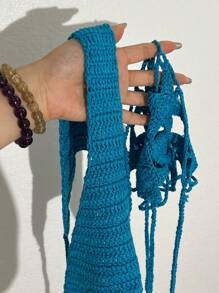 Swim SXY Star Design Asymmetrical Crochet Cup Crochet Bikini Cover-Up Swimwear Set For Summer Beach Vacation - Multicolor - View 5