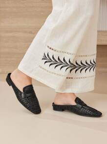 MOTF SQUARE TOE SLIP-ON MULE FALTS - Black - View 7