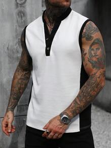 Manfinity LEGND 男士拼接舒适夏季背心，户外活动、聚会、徒步旅行的必备单品，也是送给男朋友的完美礼物 - 彩色 - 查看 4