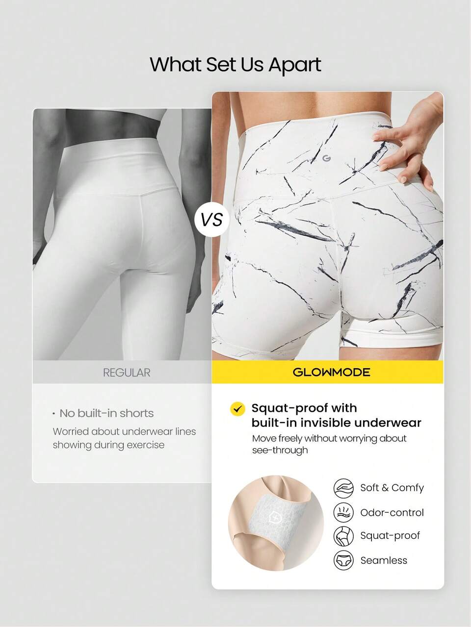 4.3" FeatherFit™ Crossover Anti-Slip Biker Shorts With Built-In Seamless Shorts Low Impact Yoga Pilates Daily Gym