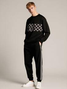 SHEIN Explorewe Teeg Boys' Casual Printed Patchwork Top And Pants Set, Spring/Autumn - Black - View 1