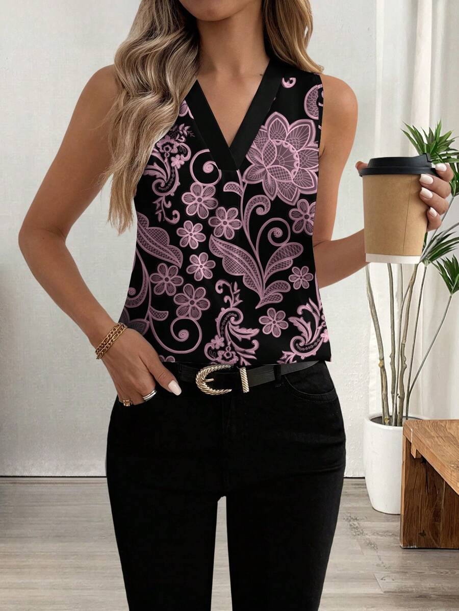 Glamance Ayrana Barboza 女士休闲格子无袖衬衫，夏季秋季女装返校工作服女士商务休闲装