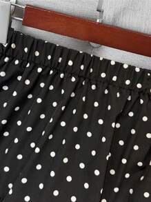 Franclia 女式优雅褶饰圆点荷叶边下摆半身裙 - 黑色 - 查看 4