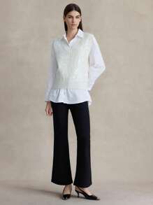 Briarwyn 女式闪光针织上衣，夏季时尚，秋季女装，返校服装，复古服装，女士办公室服装，全白闪光亮片 - 米色 - 查看 4