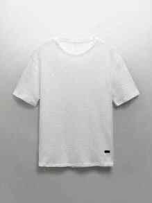 NEON BLANC 宽松男式补丁细节华夫格针织 T 恤