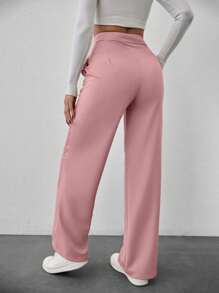 SHEIN Cottnline Black Straight Suit Pant - Pink - View 2