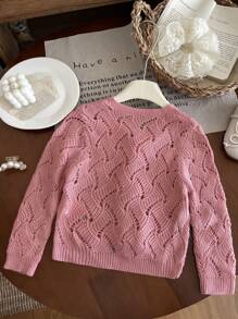 LMoss Kids LMoss Young Girl Solid Color Fitted Casual Cardigan Pink Cardigan Kids Pink Cardigans For Girls Kids Sweaters For Girls Button Strawberry Cardigan Kids Girls Knit Cardigan With Flower Buttons Girls Knit Cardigan Sweater  Kids Back To School Fall Sweaters Girls Pink Knit Cardigan With Flower Buttons,Fall Sweaters,Toddler Girl Fall Clothes Stitich