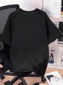 Manfinity Dauomo Plus Size Men Summer Casual Heart Embroidered T-Shirt - Black - View 2