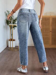 EMERY ROSE Quần Jeans Nữ Dáng Rộng, Ống Thẳng, Thêu Hoa, Phong Cách Mùa Thu, Thường Ngày, Đồng Quê, Buổi Hòa Nhạc, Đồng Quê, Đồng Quê, Quần Jeans Nữ - Rửa nhẹ - Xem 2
