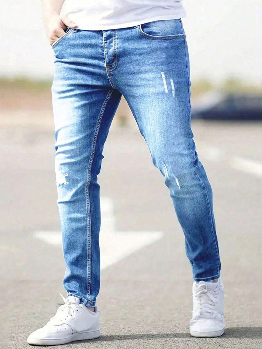 Manfinity Homme Men's Slim Fit Ripped Jeans