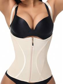 SHEIN Einfarbiges nahtloses Trägerhemd mit Frontreißverschluss