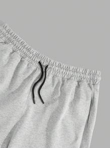 RueChic Pantalones cortos de hombre con cintura elástica con cordón y estampado de sonrisa