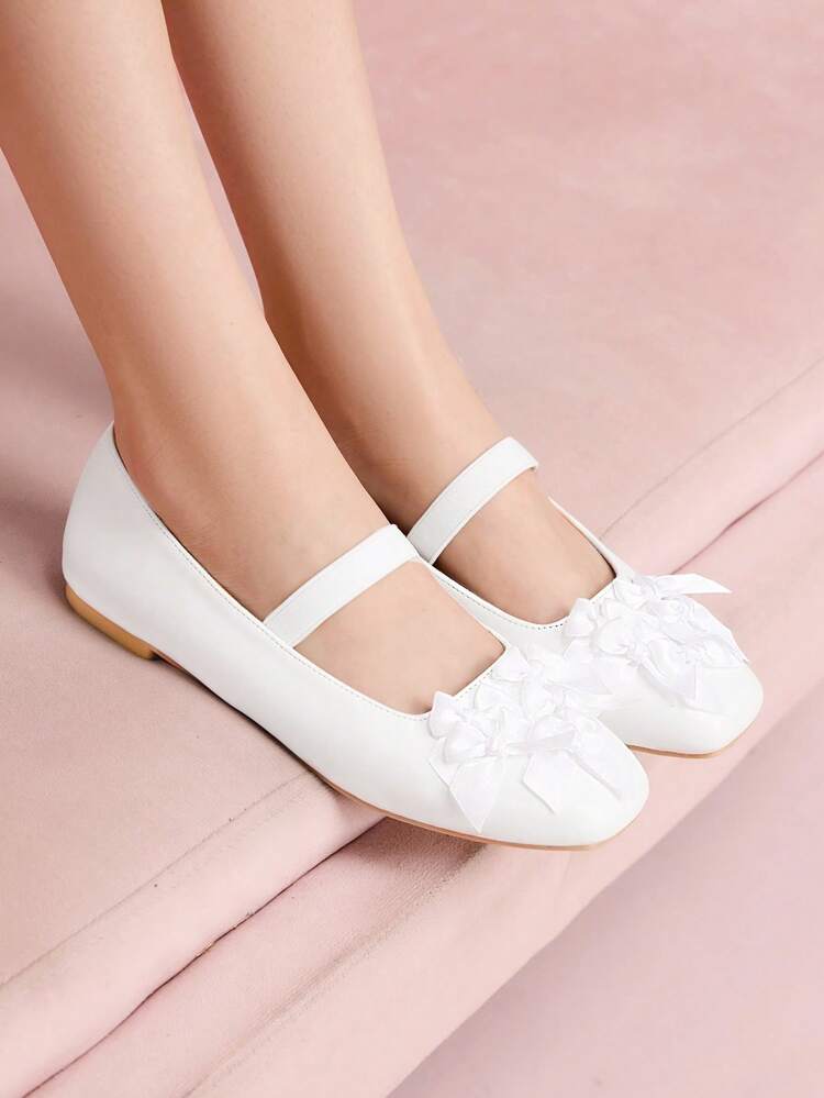 CUCCOO DOLLMOD Damskie płaskie buty z kwadratowym noskiem i gumką w kokardę, eleganckie uniwersalne buty robocze typu Mary Jane