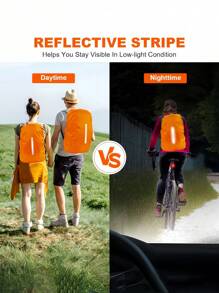 1Pc 15-75L Black Backpack Rainproof And Anti-Fouling Cover, Dustproof Cover For Outdoor Travel Hiking And Mountaineering Bag, Foldable And Backpack Protective Cover With Reflective Strips, Suitable For Outdoor, Mountaineering, Commuting, School, Home, Travel Storage - Orange - View 6