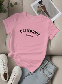 Chiquease 5 件女式口号字母印花 T 恤短袖休闲上衣图案 T 恤女式上衣 - 彩色 - 查看 3