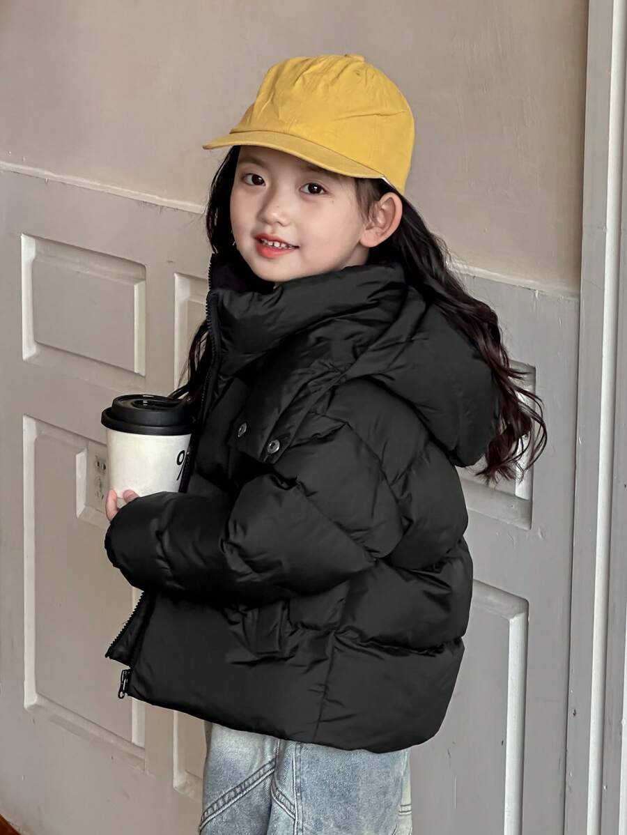 Dazy Kids Young Girl Warm Zip-Up Hooded Padded Coat, Suitable For Autumn/Winter