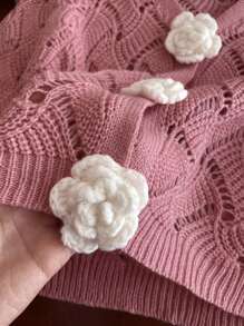 LMoss Kids LMoss Young Girl Solid Color Fitted Casual Cardigan Pink Cardigan Kids Pink Cardigans For Girls Kids Sweaters For Girls Button Strawberry Cardigan Kids Girls Knit Cardigan With Flower Buttons Girls Knit Cardigan Sweater  Kids Back To School Fall Sweaters Girls Pink Knit Cardigan With Flower Buttons,Fall Sweaters,Toddler Girl Fall Clothes Stitich