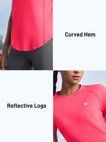 In My Nature Women's Fashionable Simple Solid Color Cut Hem Outdoor T-Shirt - Watermelon Pink - View 5