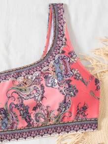 Swim SXY Bộ bikini lưng cao hở lưng họa tiết Paisley 2 món/bộ, phong cách kỳ nghỉ bãi biển mùa hè - Nhiều màu - Xem 5