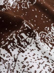 SHEIN Cottnline Men Graphic Pattern High Neck Regular Sweater - Brown - View 7