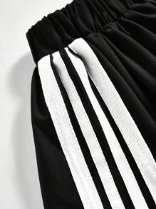 Coolane Kids Tween Girls Summer Streetwear Cute Color Block Striped Mini Bubble Athletic Skirt, Back To School ,Y2K ,Streetwear Fall Winter - Black - View 4