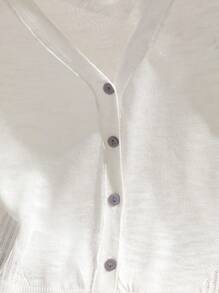 Franclia Half Sleeve Button Placket Cardigan - White - View 3