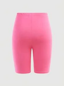 Conjunto de 2 peças de camiseta e shorts de ciclismo skinny com estampa de laço contrastante para meninas adolescentes, para a volta às aulas e cheio de estilo para meninas