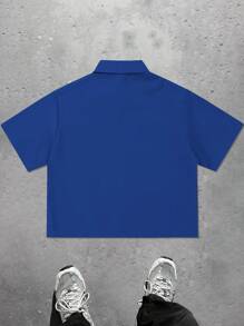 Manfinity Hypemode Camisa de manga corta casual de verano de color liso para hombre