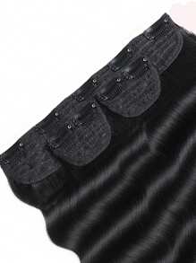 3 件波浪夹式接发真人发黑色女士波浪柔软双纬浓密假发