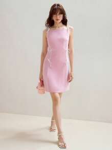 MOTF PREMIUM VÁY BẦU CÓ CHI TIẾT NƠ CÓ ĐƯỢC ỐNG KÍNH TƯƠNG PHẢN - Màu Hồng baby - Xem 4