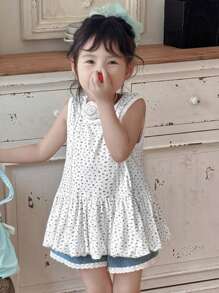 DAZY Young Girls Floral All-Over Print Camisole Top, Young Girl Autumn Clothes - White - View 3