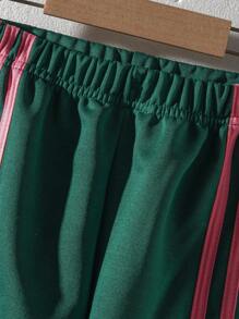 SHEIN Genkimix Kids School Clothes  Young Girl Casual Elastic Waist Drawstring Side Contrast Color Sweatpants Back To School Clothes Fall Winter