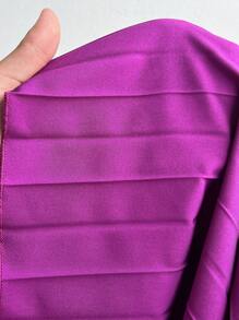 Viva Relle Plus Size Solid Color Asymmetrical Shoulder Backless Double Ruffle Asymmetrical Neck Sleeveless Pleated Elegant Jumpsuit - Purple - View 7