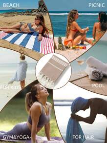 Zazumi Turkish Beach Towel With Celtic Thread 90*180cm, Sandproof, Soft,Water Absorbent, Quick Dry For Water Sports. Summer Travel,Vacation Holiday Bathroom Decor Beach Essentials - Brown - View 4