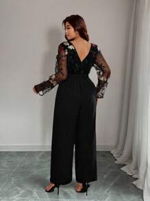 Bellastra 大码女式法式优雅刺绣拼布连体裤 - 彩色 - 查看 2