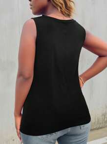 Glissea Top sin mangas de verano casual con estampado de calavera y flores, camiseta gráfica para mujer - Negro - Ver 2