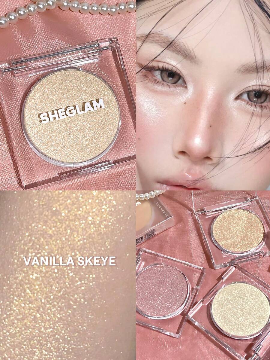 SHEGLAM Cosmic Crystal Mousse Highlighter-Vanilla Skeye Powder Highlighter Shimmer Long Wear Brightening Non-Caking Glow Highlighter Brand Beauty Makeup Face Paint Cosmetic For Women Girls Perfect For Winter Spring Ideal For Y2K Fancy Fashion Suitable For Birthday Gift Party Ready Best Color - Vanilla Skeye - View 1