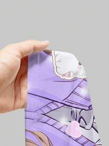 ROMWE Anime Áo nữ gợi cảm với họa tiết hoạt hình Kawaii, nơ và kẹo mút, màu tím, thích hợp để đi chơi. - Màu tím - Xem 5