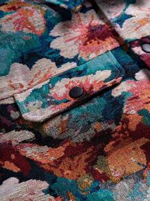 Manfinity Hypemode Men's Casual Jacquard Rave Long Sleeve Jacket,Fall - Multicolor - View 5