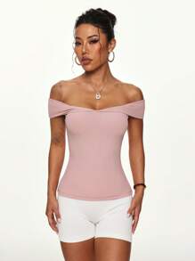 Easithlete 女士运动 T 恤，罗纹针织弹力休闲上衣，适合网球、高尔夫、户外训练，时尚舒适合身衬衫 - 粉色 - 查看 6