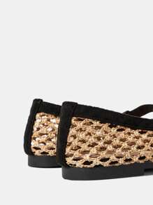 Styleloop 女士编织绳厚底坡跟凉鞋，度假风格波西米亚风复古美式西部音乐节派对厚底鞋 - 黑色 - 查看 4