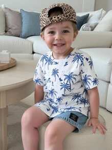 SHEIN 年輕男孩熱帶印花t恤