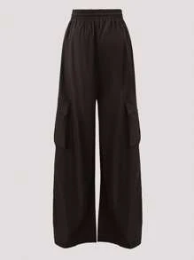 SHEIN MOOSTA Plus Size Fashion Casual Colorblock V-Neck Short Sleeve T-Shirt + Cargo Pants 2-Piece Set, Summer - Multicolor - View 9