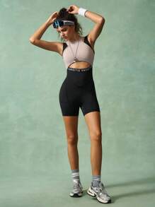 VARSITIE Bộ đồ tập gym cho nữ Colorblock không tay khoét lỗ vừa vặn - Nhiều màu - Xem 10