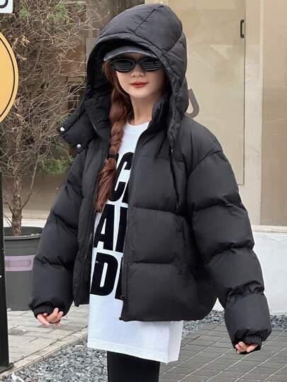 DAZY 少女（青年）连帽纯色韩版长袖棉衣