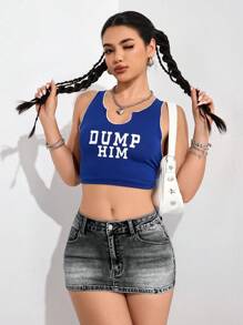 SHEIN PETITE 女式口袋装饰紧身性感迷你牛仔裙 - 淺灰色 - 查看 3