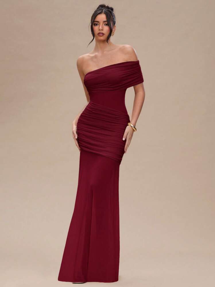 shein burgundy dress long BAE Women's Elegant For Autumn,Formal Wedding Guest Dress, Pleated Prom Graduation Birthday Dresses For Women,Dining Outfits Fall Color:Mauve Rose Who can alter bridesmaid attr:lace-up